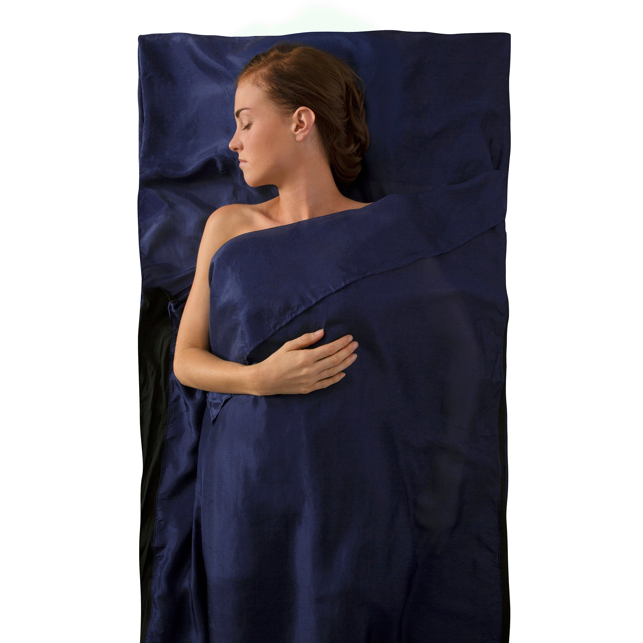 TRAVELLER w/ pillow insert || Premium Silk Travel Liner in Navy Blue