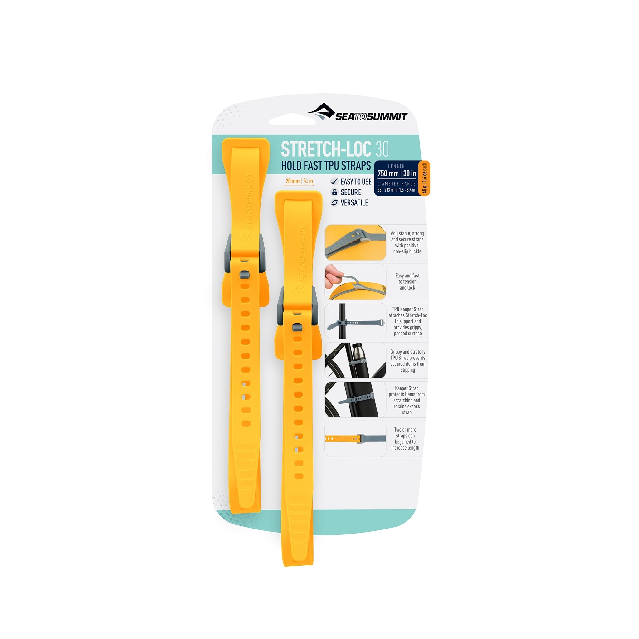 750mm Straps / 1/2in | 12mm / Yellow || Stretch-Loc TPU Straps (2 Pack)